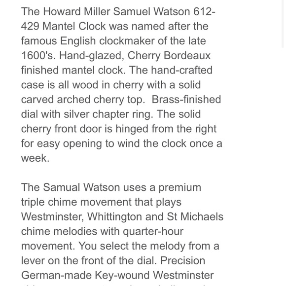 Howard Miller clock model #612429 - Picture 10 of 10